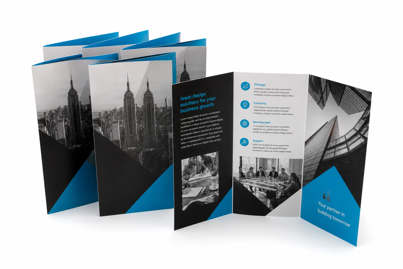 Printed brochures ready for finishing