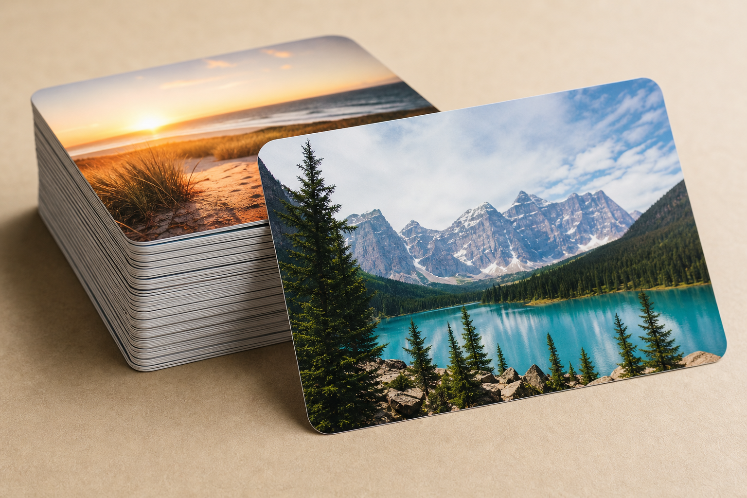 Marketing postcards in a print shop