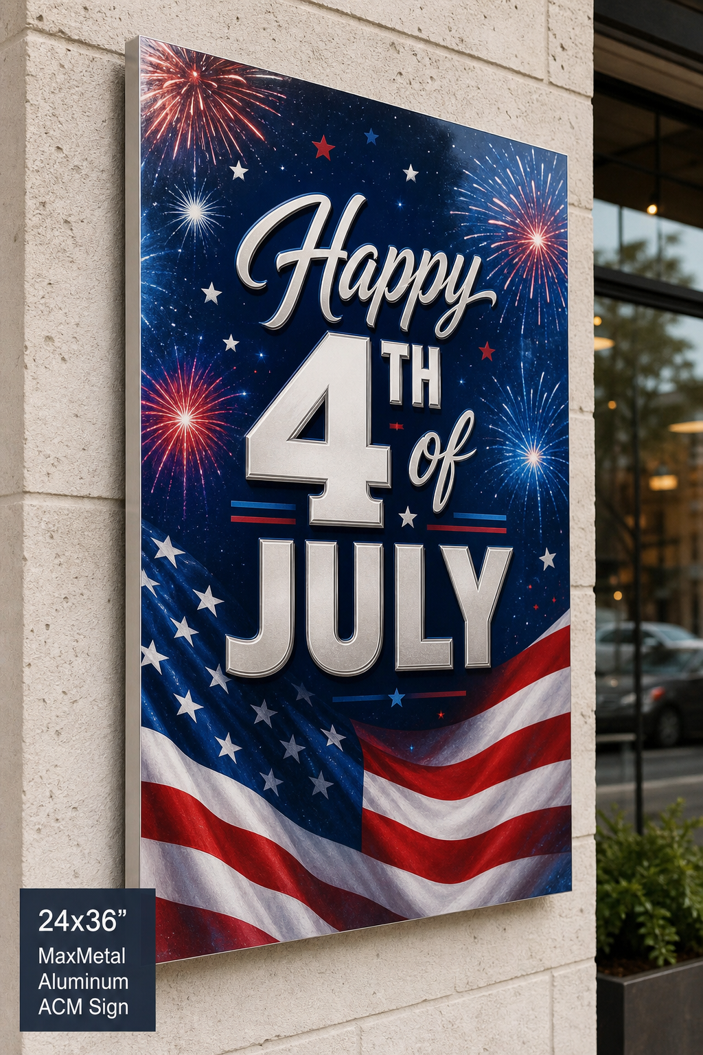 Independence Day seasonal sign on Maxmetal ACM