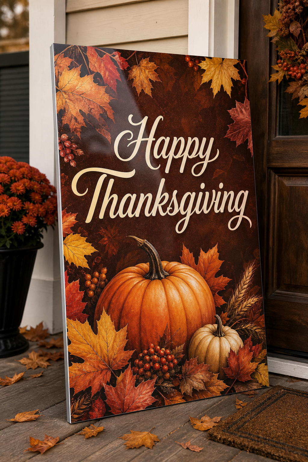 Thanksgiving Maxmetal board showing finished holiday graphics